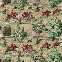 Tally Ho Fabric - Evergreen/Crimson