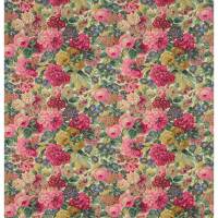 Rose and Peony Fabric - Red (Linen)