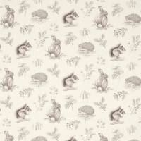 Squirrel and Hedgehog Fabric - Walnut/Linen
