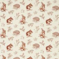 Squirrel and Hedgehog Fabric - Henna/Wheat