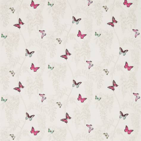 Sanderson Woodland Walk Prints & Embroideries Fabrics Wisteria and Butterfly Fabric - Fuchsia/Parchment - DWOW225527 - Image 1