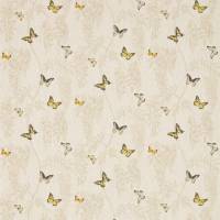 Wisteria and Butterfly Fabric - Linen/Citrus