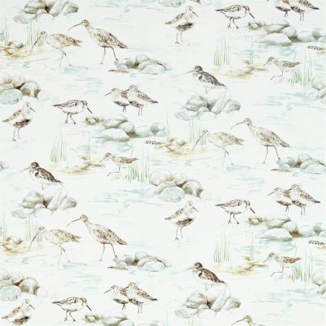 Sanderson Embleton Bay Prints & Embroideries Fabrics Estuary Birds Fabric - Mist/Ivory - DEBB226426