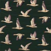 Elysian Geese Fabric - Forest/Fig