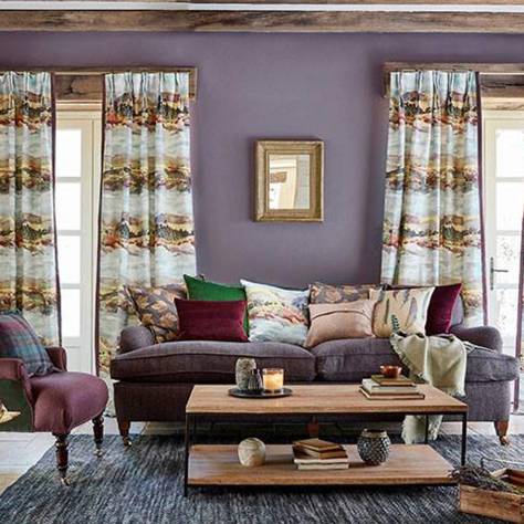 Sanderson Elysian Fabrics Dahlia and Rosehip Fabric - Mulberry/Grey - DYSI226532