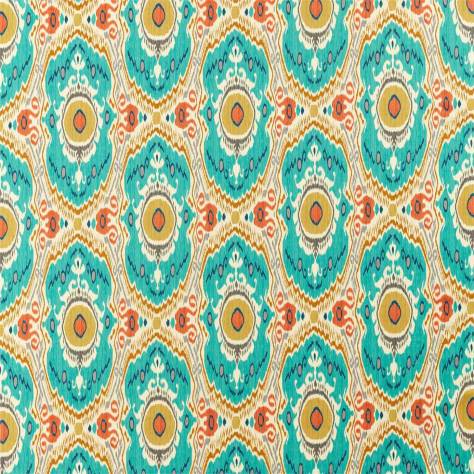 Sanderson Caspian Prints and Embroideries Niyali Fabric - Teal / Saffron - DCEF226648 - Image 1