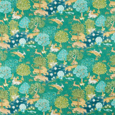 Sanderson Caspian Prints and Embroideries Pamir Garden Fabric - Teal - DCEF226651 - Image 1