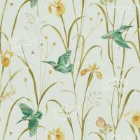 Kingfisher and Iris Fabric - Teal / Amber