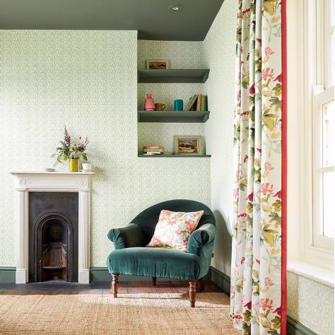 Sanderson A Celebration of the National Trust Poet's Rose Fabric - Linen - DNTF226738