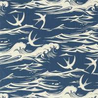 Swallows at Sea Fabric - Navy