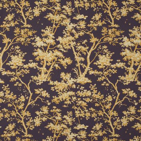 Casadeco Fontainebleau Fabrics Arbre Reina Lin Fabric - Jaune/Prune - 81752122