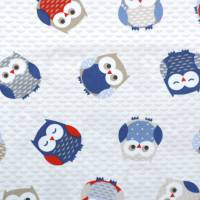 Owls Fabric - Red/Blue