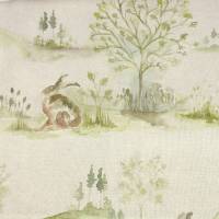 Boxing Hares Fabric - Linen