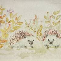 Mr and Mrs Hedgehog Fabric - Linen