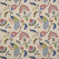 Jaipur Peacock Fabric - Blue/Soft Reds