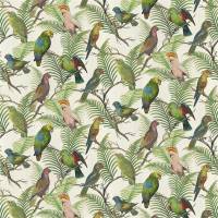 Parrot and Palm Fabric - Azure