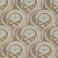 Les Indiennes Fabric - Taupe / Aqua / Yellow