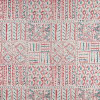 Cloisters Fabric - Red / French Blue / Natural