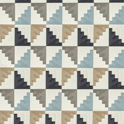 Harlequin Mirador Drapery Fabrics Mehari Fabric - Sky / Maize / Charcoal - HMIF133053 - Image 1