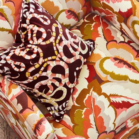 Harlequin Colour 3 Fabrics Calathea Fabric - Amber Light/Brazilian Rosewood/Pomegranate/Shiitake - HQN3121136
