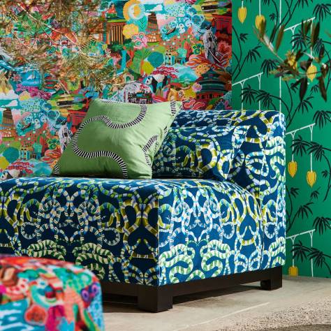 Harlequin Colour 3 Fabrics Serpenti Fabric - Onsen/Emerald/Azul - HQN3121139 - Image 2