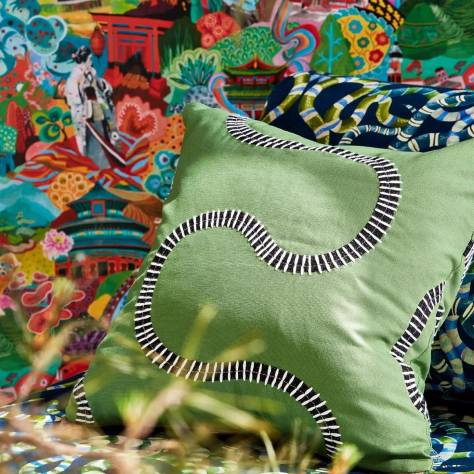 Harlequin Colour 3 Fabrics Serpenti Fabric - Onsen/Emerald/Azul - HQN3121139