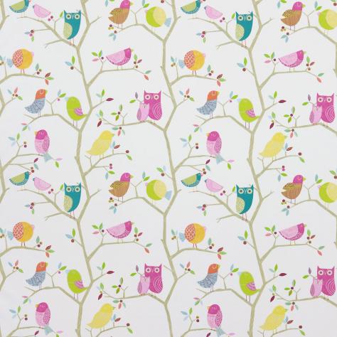 Harlequin What a Hoot Fabrics & Wallpapers What a Hoot Fabric - Pink/Aquamarine/Lime/Natural - HWO03224 - Image 1