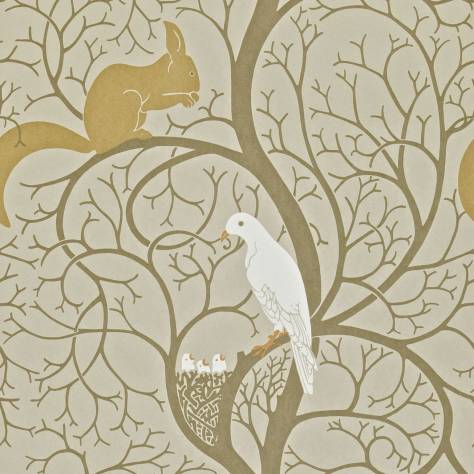 Sanderson Vintage Wallpapers Squirrel and Dove Wallpaper - Linen/Ivory - DVIWSQ101