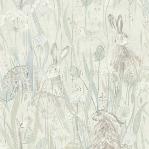 Sanderson Embleton Bay Wallpapers Dune Hares Wallpaper - Mist/Pebble - DEBB216518