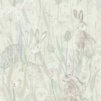 Dune Hares Wallpaper - Mist/Pebble