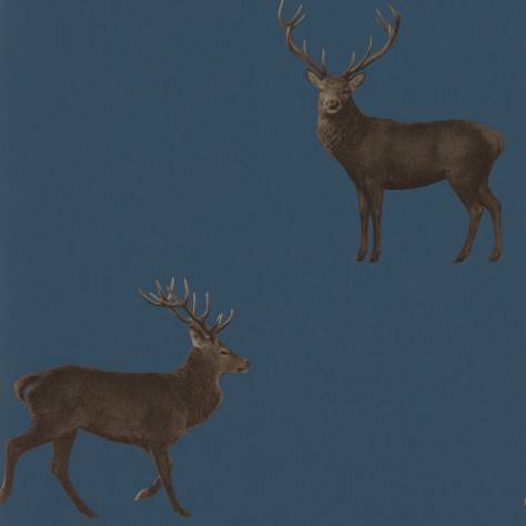 Sanderson Elysian Wallpapers Evesham Deer Wallpaper - Indigo - DYSI216620