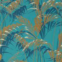 Palm House Wallpaper - Teal / Gold