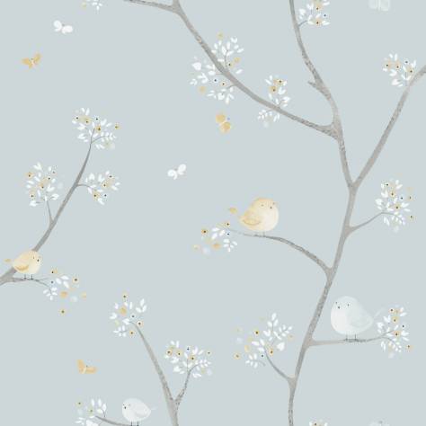 Casadeco My Little World Fabrics & Wallpapers Allover Birds Wallpaper - Blue - 29836127