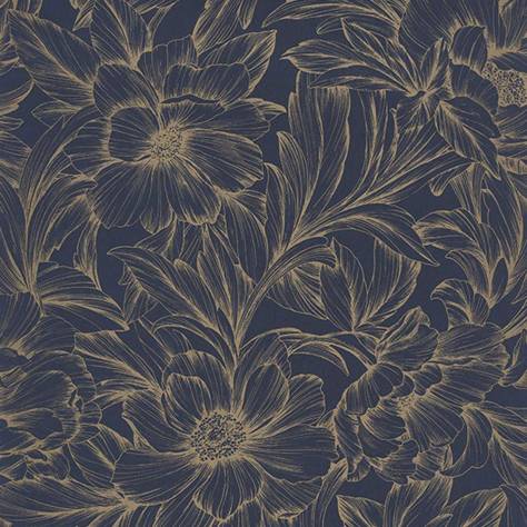 Casadeco Florescence Fabrics and Wallpapers Monceau Wallpaper - Encre/Dore - 82356515