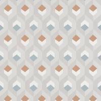 Hexacube Wallpaper - Taupe/Bleu/Terracotta