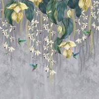 Trailing Orchid Wallpaper - Grey / Lemon