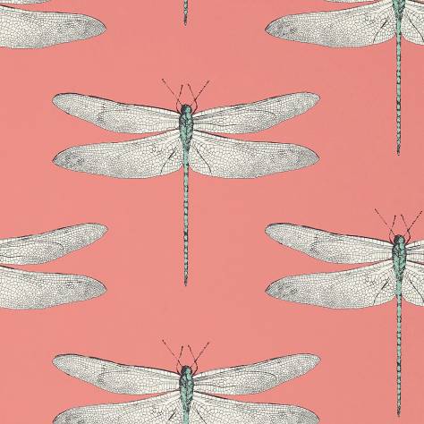 Harlequin Palmetto Wallpapers Demoiselle Wallpaper - Coral/Mint - HGAT111245