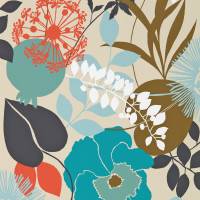 Doyenne Wallpaper - Sky/Olive/Coral