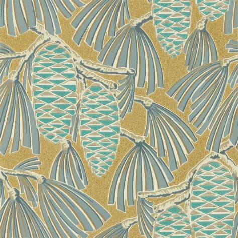 Harlequin Salinas Wallpapers Foxley Wallpaper - Kingfisher / Gold - HSAW112127